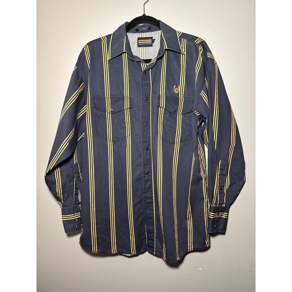 Panhandle Men's Medium Slim Fit Stripe Long Sleeve Western Snap Shirt - Picture 1 of 15